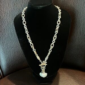 Premier Designs Silver Chunky Necklace with Heart Pendants